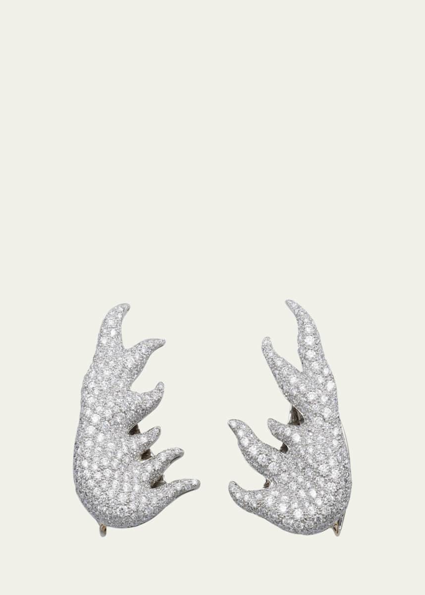 Verdura Platinum and Diamond Sea Foam Earclips
