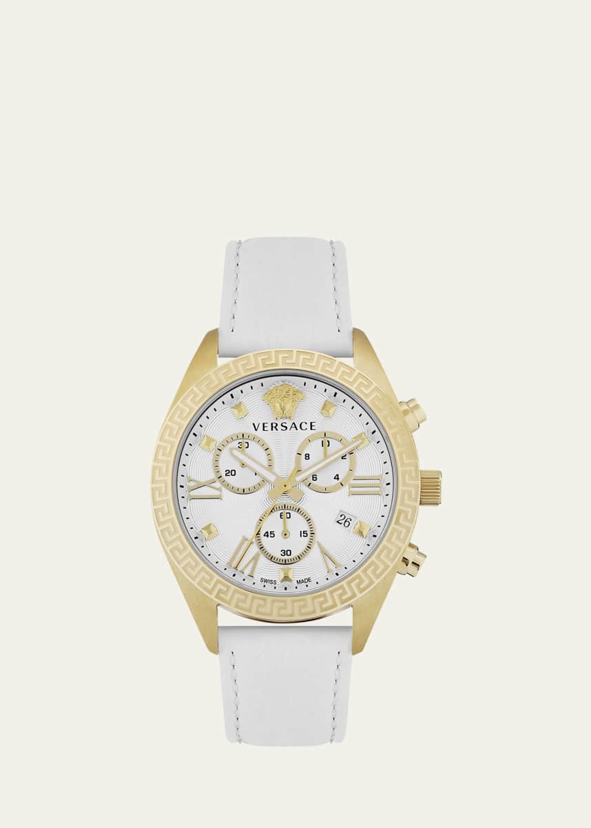 Versace 40mm Greca Chrono Watch with Leather Strap