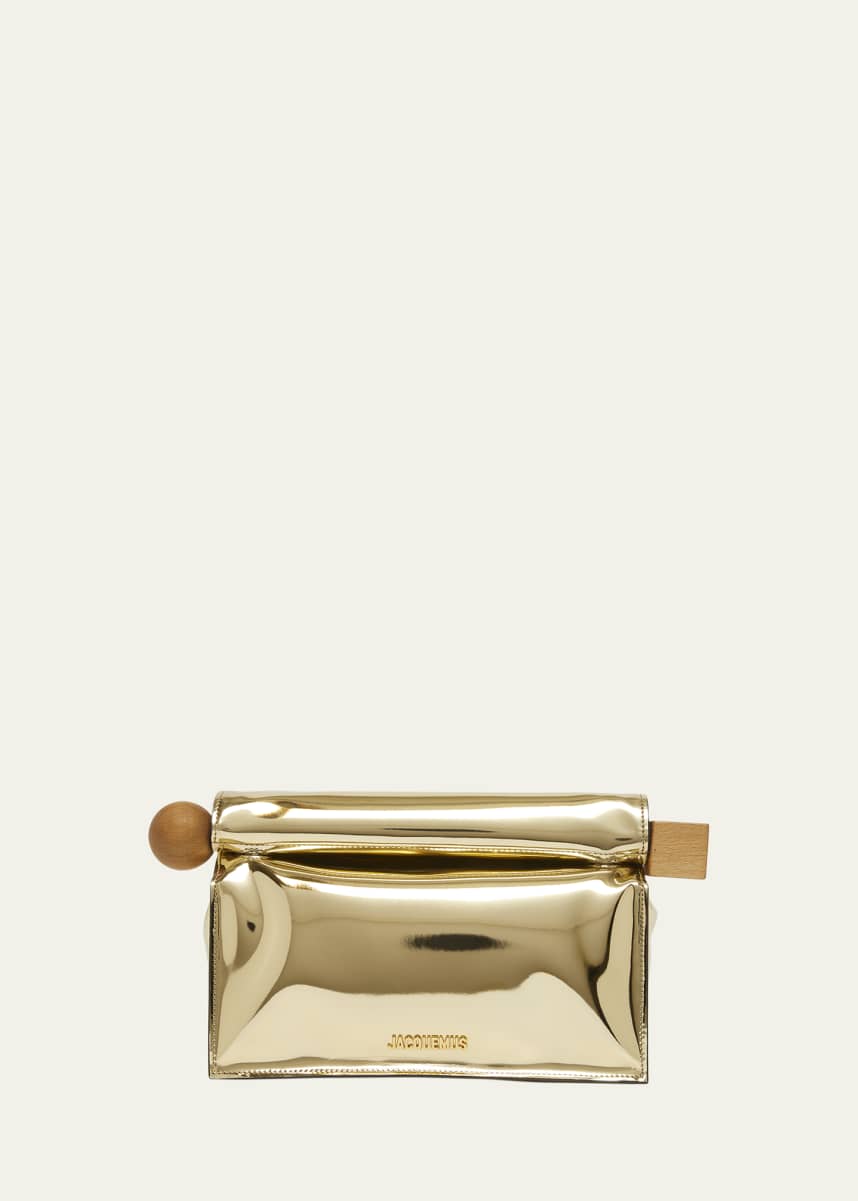 Jacquemus La Pochette Rond Metallic Clutch Bag