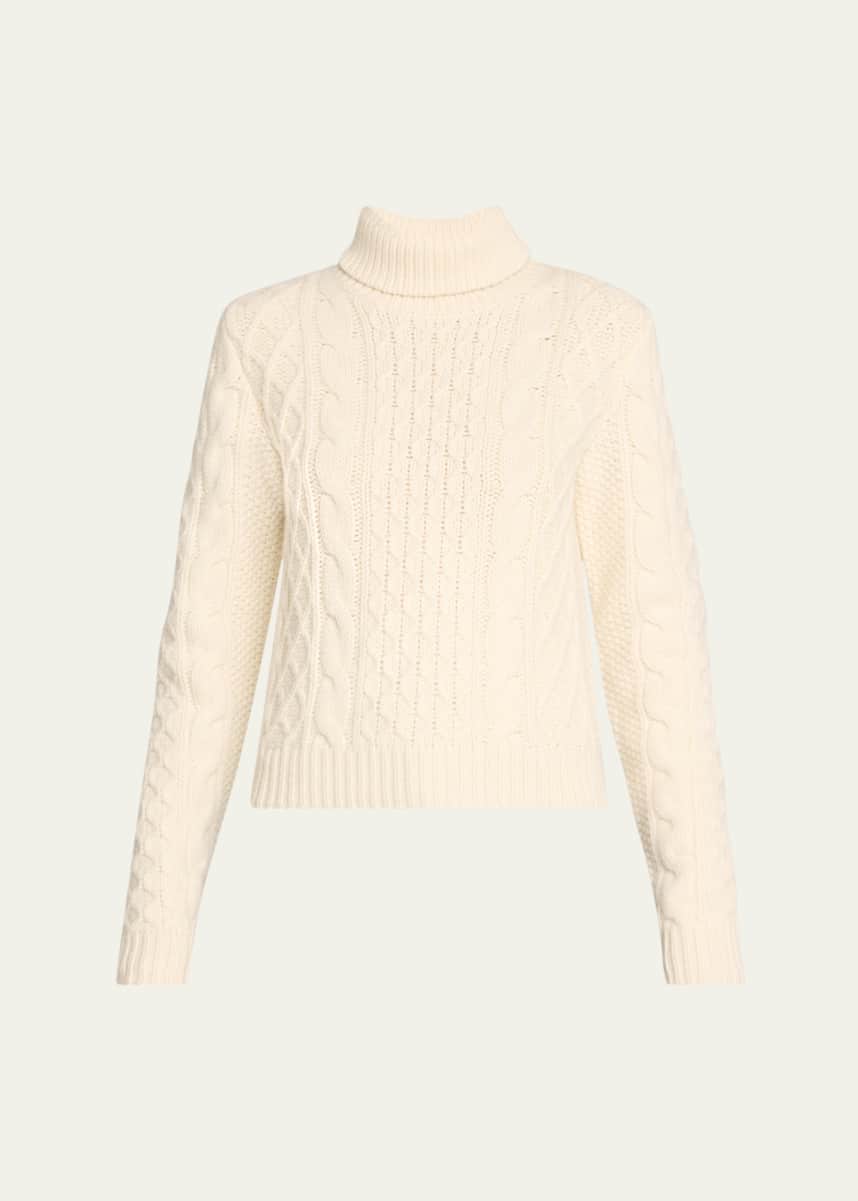 Nili Lotan Andrina Cable Cashmere-Wool Turtleneck Sweater