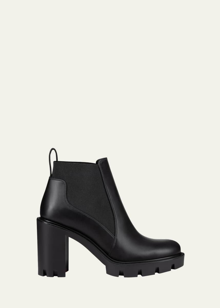 Christian Louboutin Marchacroche Leather Red Sole Chelsea Booties