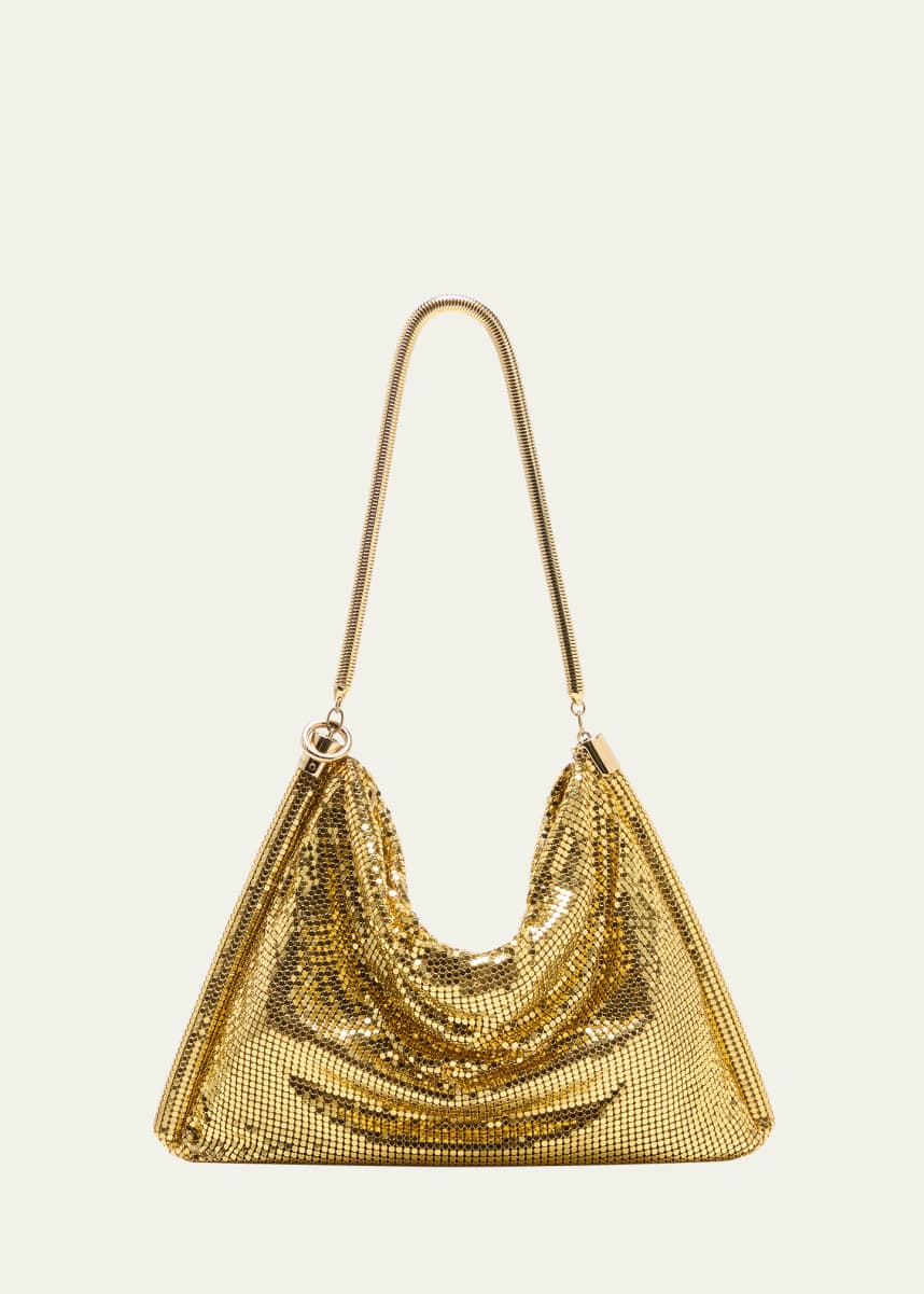 Andrew GN Gold, Pattern Print Metallic Snakeskin Embossed Beaded Evening Bag