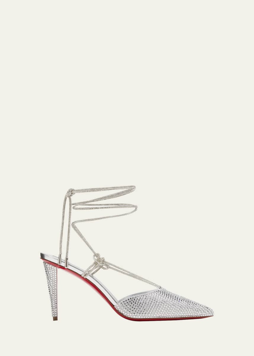 CHRISTIAN LOUBOUTIN Daisy Spike Metallic Ankle-cuff Red Sole