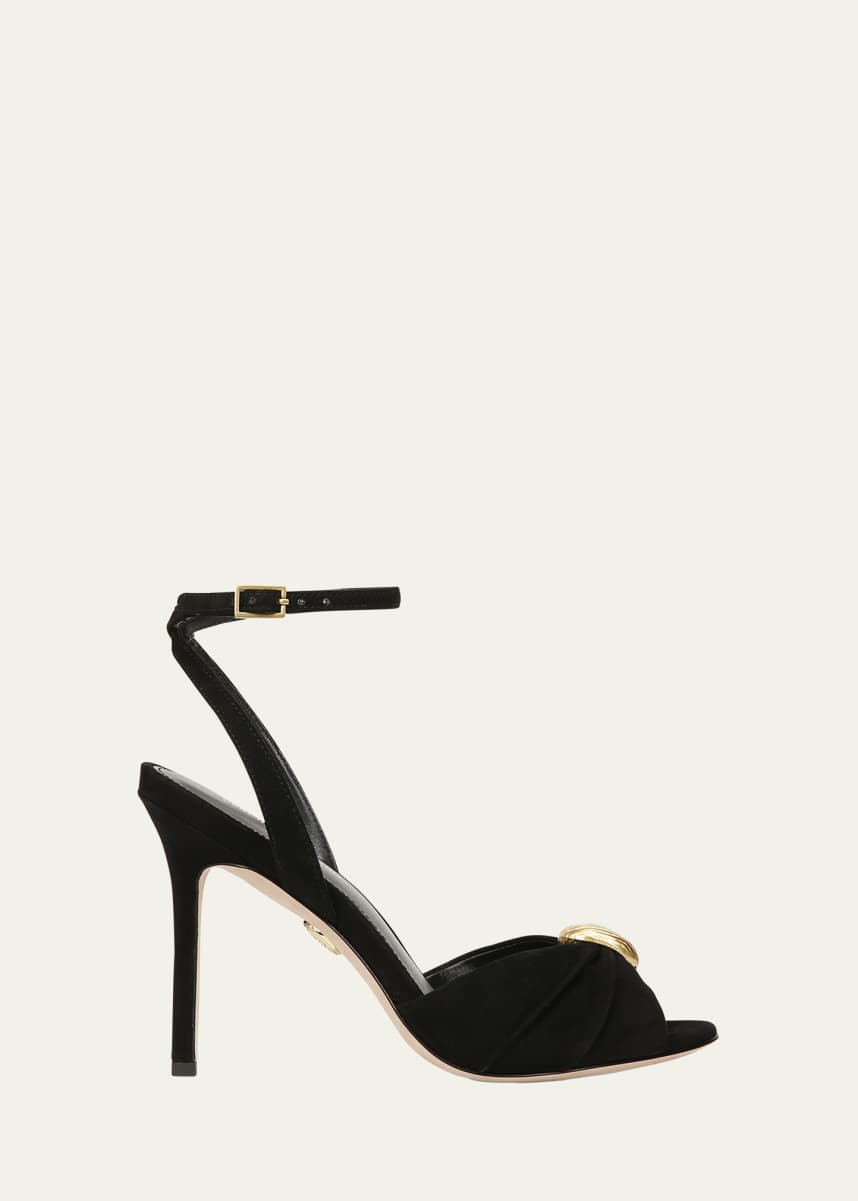 Veronica Beard Genevieve Suede Ankle-Strap Sandals