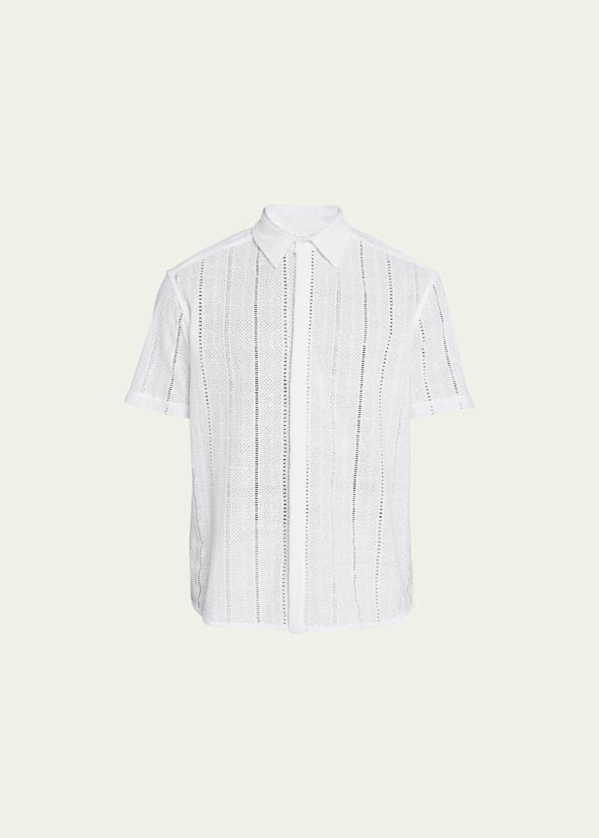Thorsun Men's Crochet Broad-Stripe Shirt