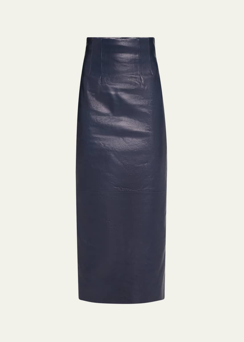 Khaite Loxley Leather Pencil Maxi Skirt
