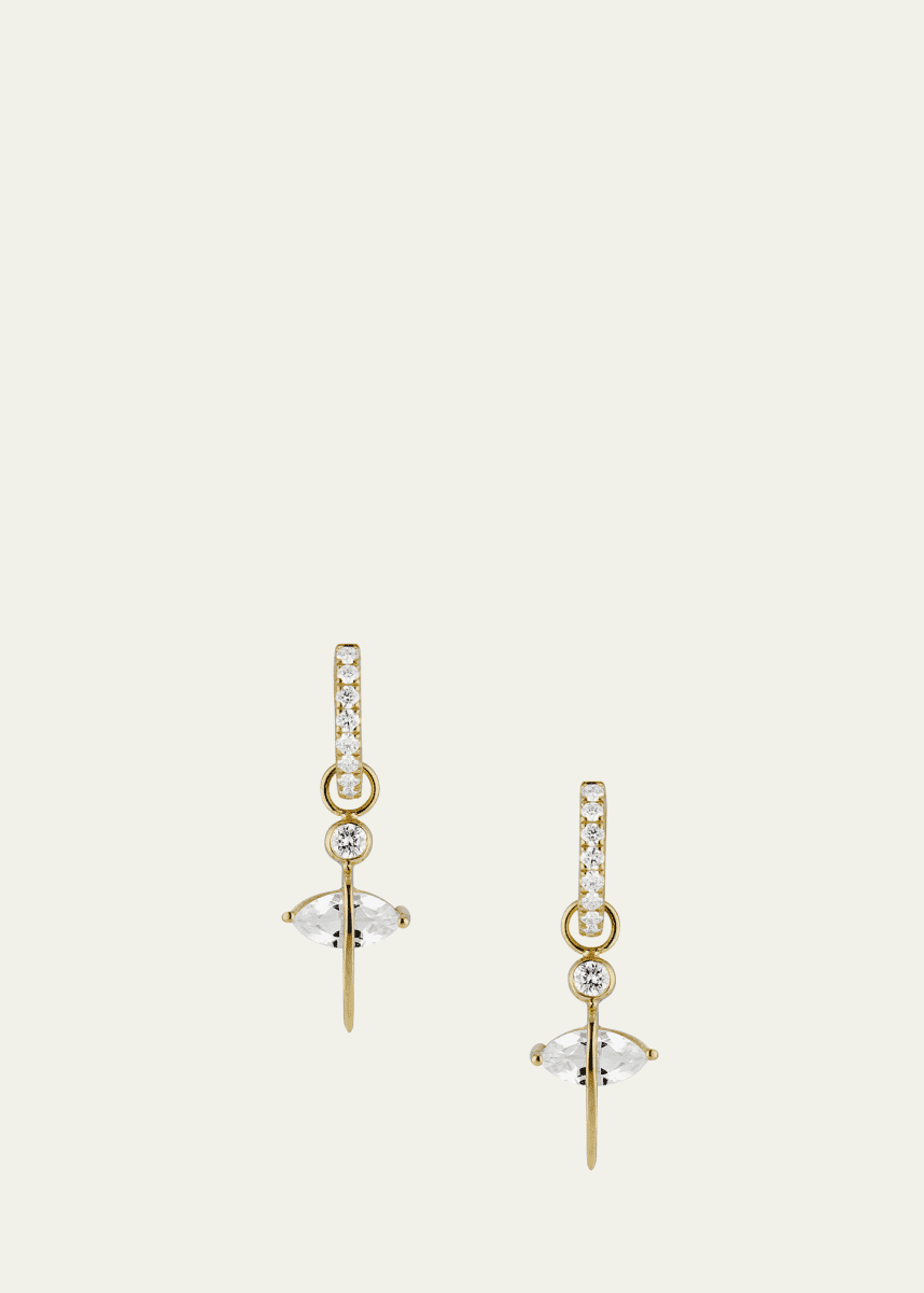 Katey Walker 18K Yellow Gold Pierced Pear Marquise Small Pave Hoop Earrings