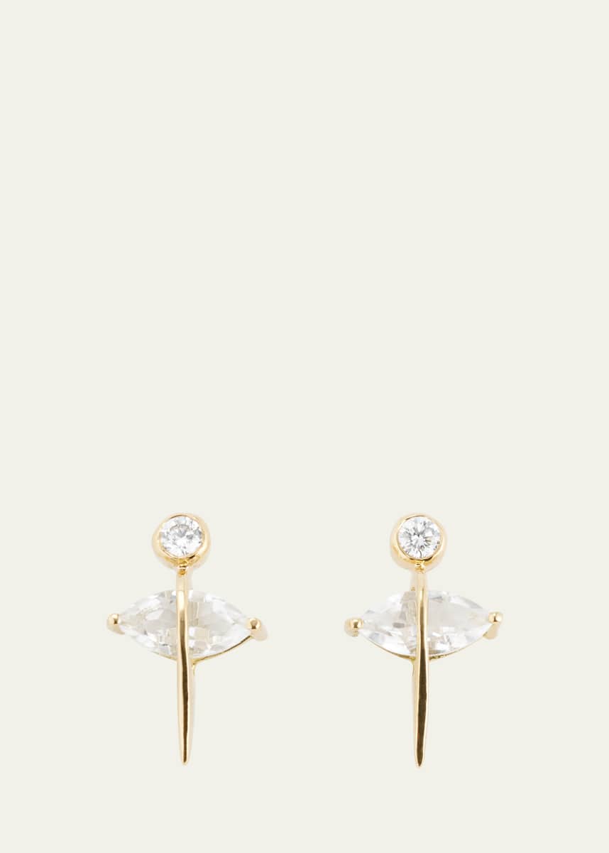 Katey Walker 18K Yellow Gold Pierced Pear Marquise Stud Earrings