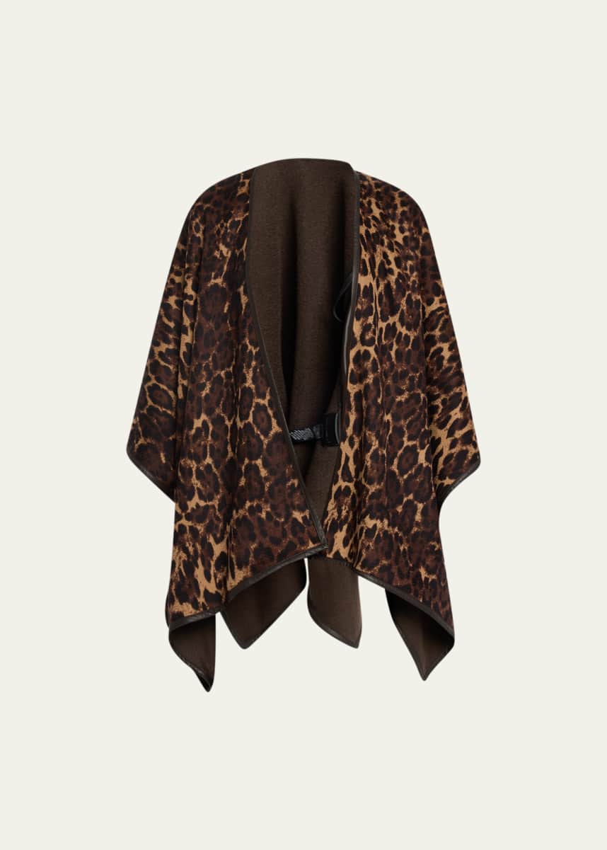 Sofia Cashmere Reversible Jaguar Cashmere & Leather Cape
