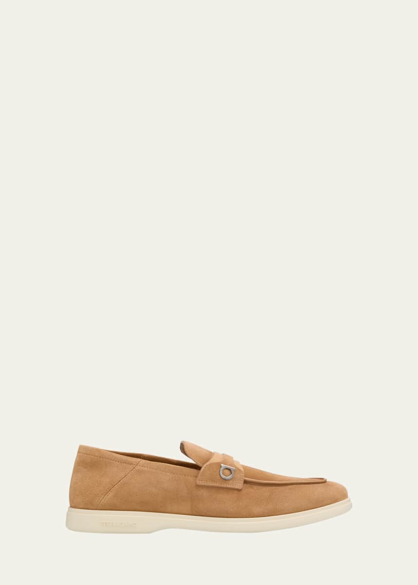 Ferragamo Men's Drame Gancio Suede Loafers