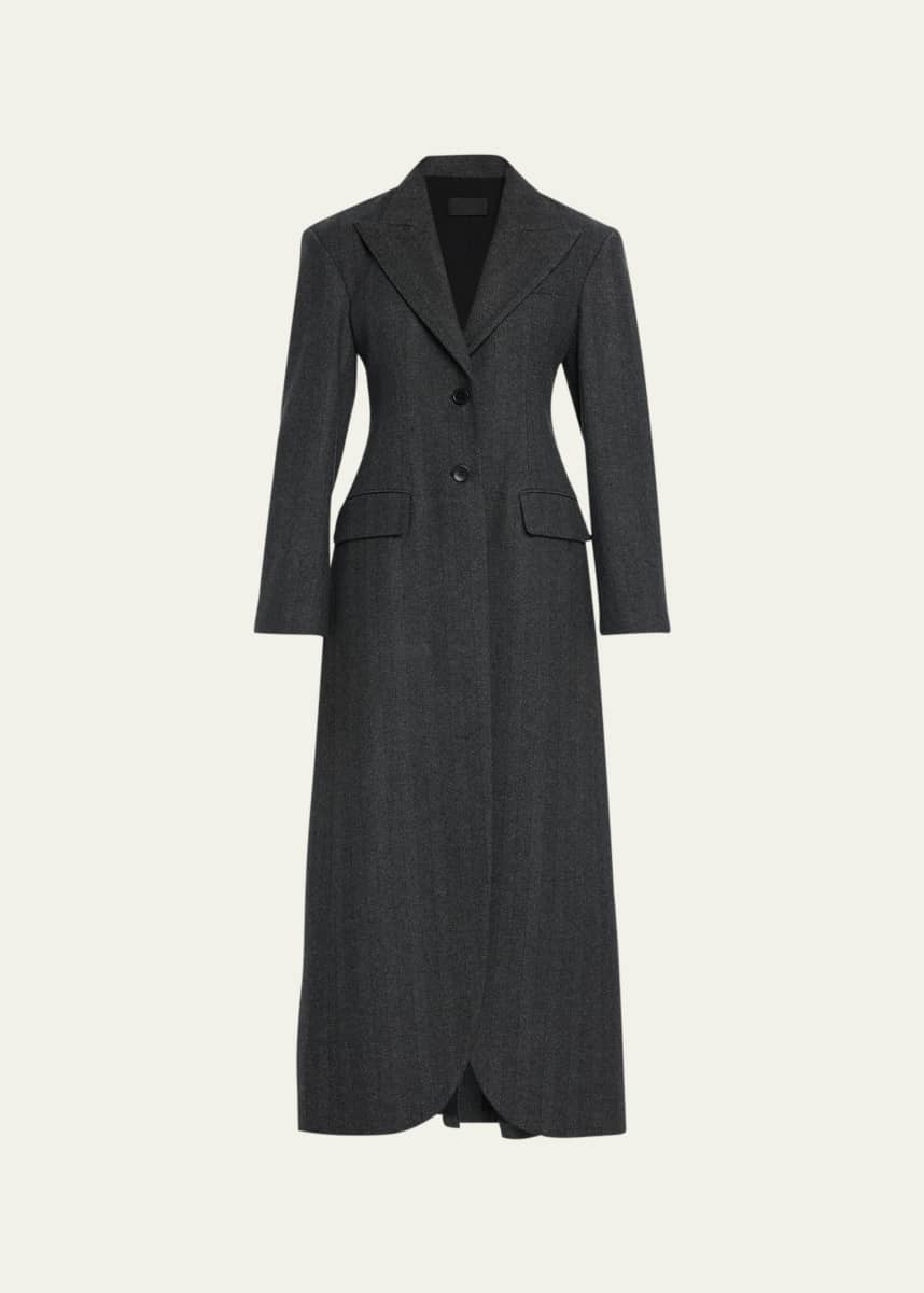 PUPPETS AND PUPPETS Irons Wide Shoulder Wool Floor Length Coat