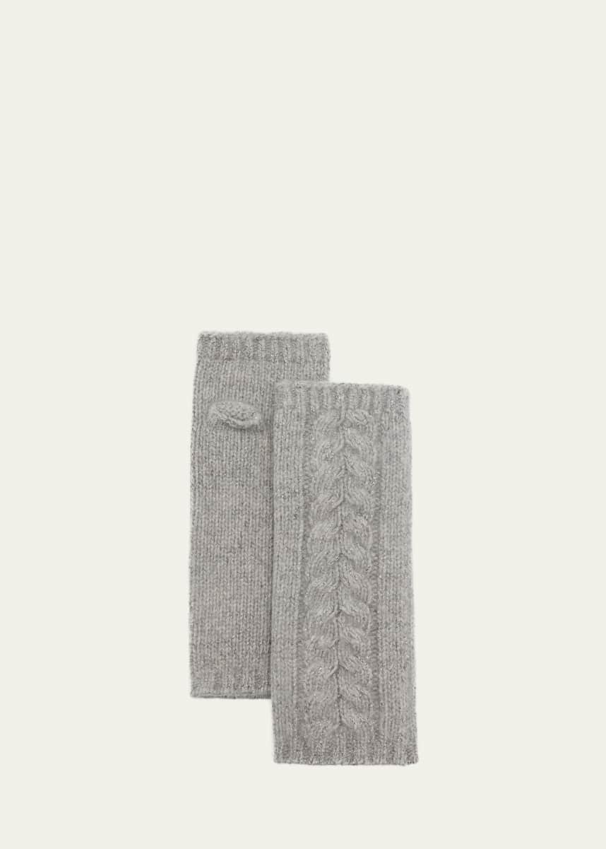 Portolano Shimmery Cable Knit Cashmere Gloves