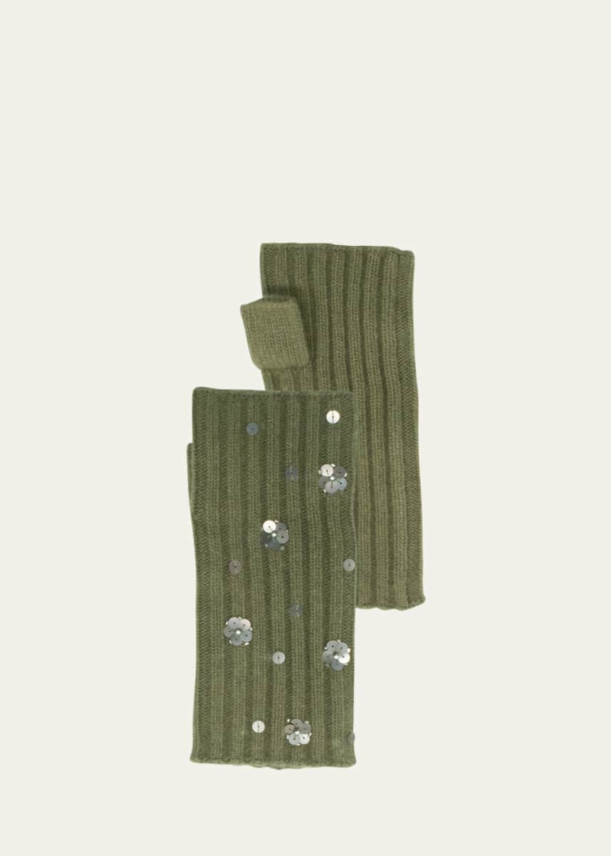 Portolano Sequin Floral Cashmere Arm Warmers
