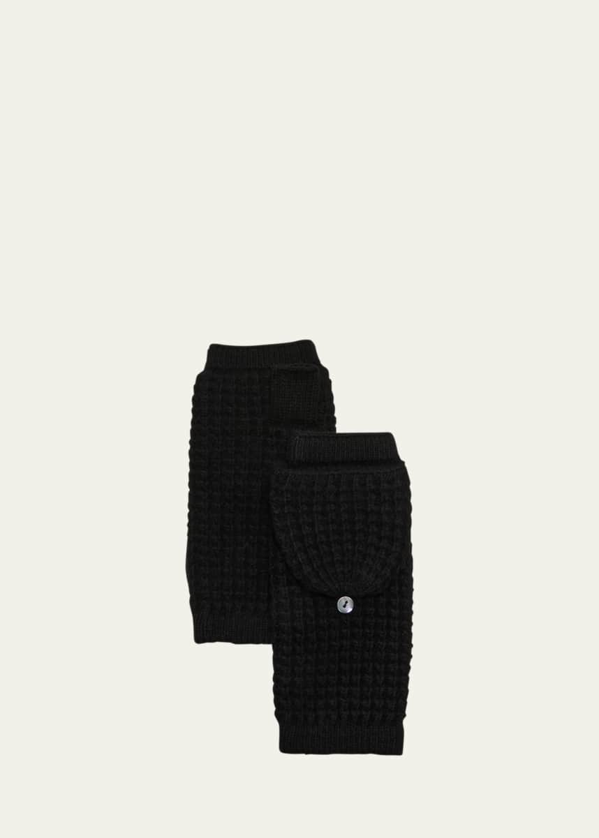 Portolano Flip Top Waffle Stitch Cashmere Mittens