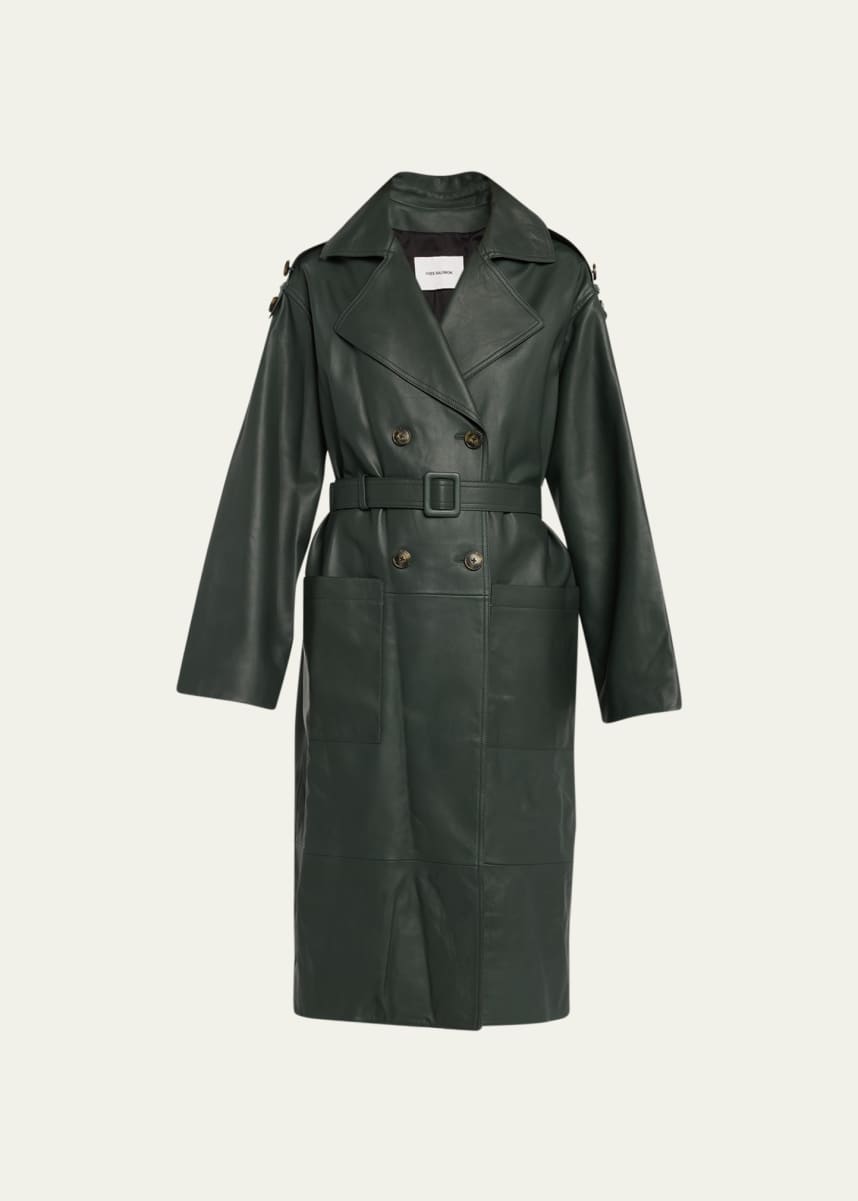 Yves Salomon Nappa Leather Trench Coat