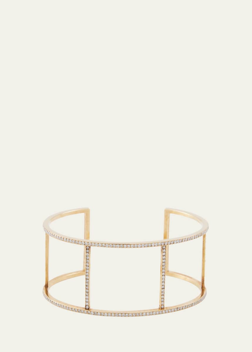 ILEANA MAKRI 18K Yellow Gold Wire Cuff with Diamonds
