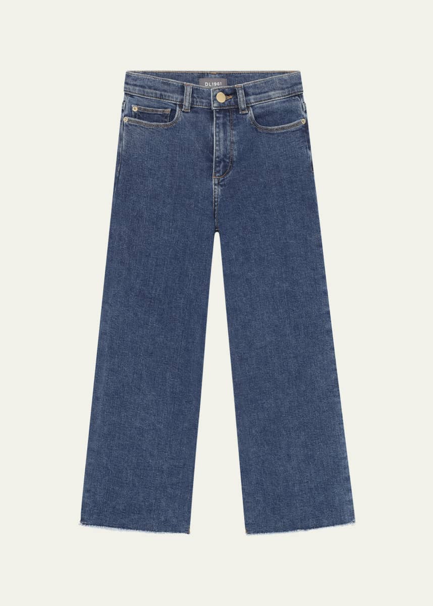 DL1961 Girl's Lily High-Rise Wide-Leg Denim Jeans, Size 7-16