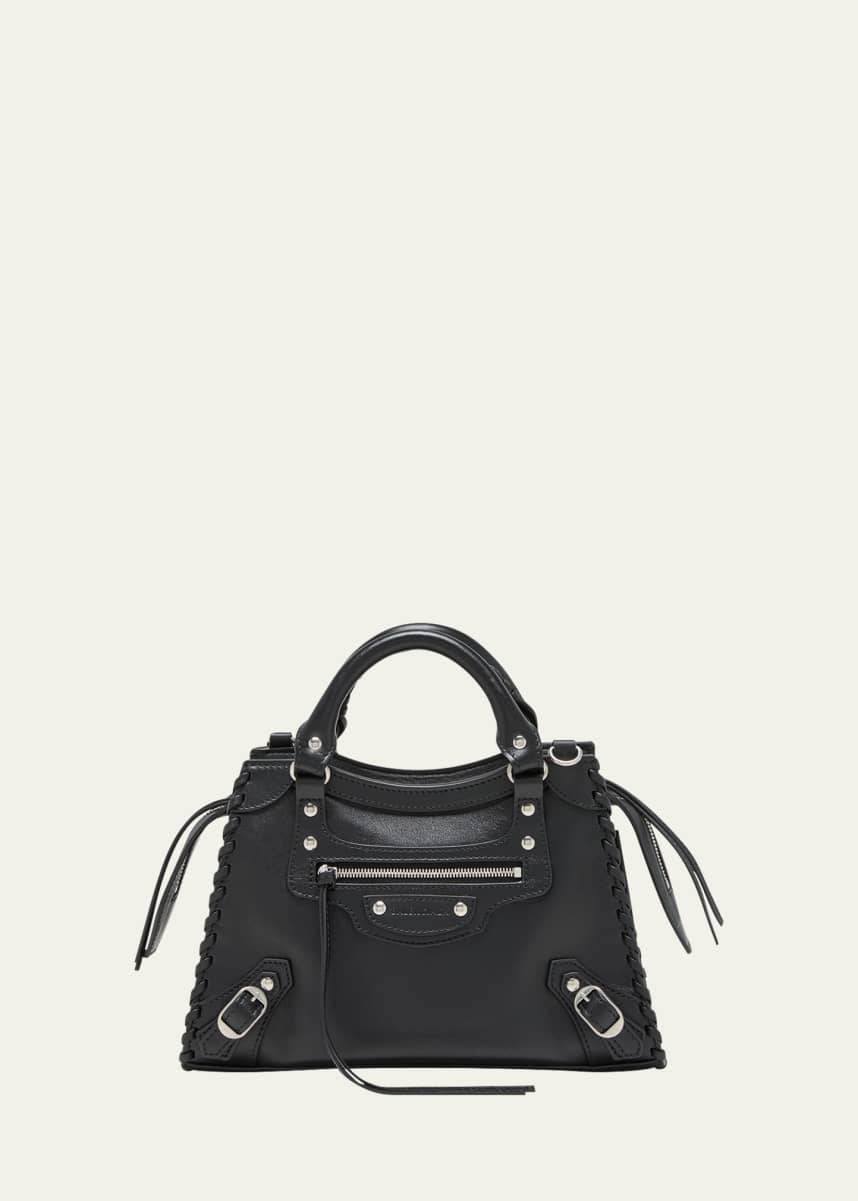 Balenciaga Classic Mini City Suede Shoulder Bag in Black