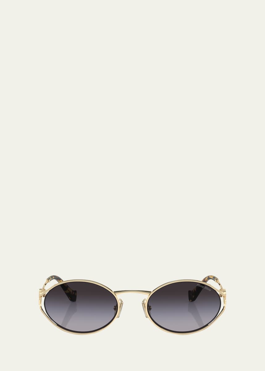 Miu Miu Cut-Out Metal & Plastic Oval Sunglasses
