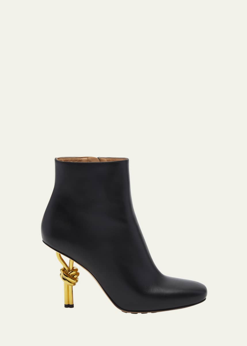 Bottega Veneta Leather Knot-Heel Ankle Booties