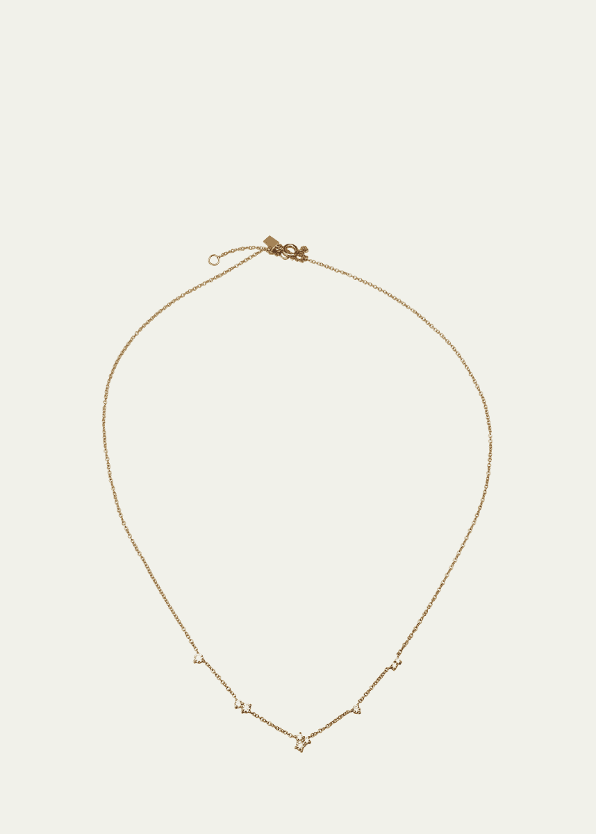EF Collection 14K Yellow Gold Multi Diamond Cluster Necklace