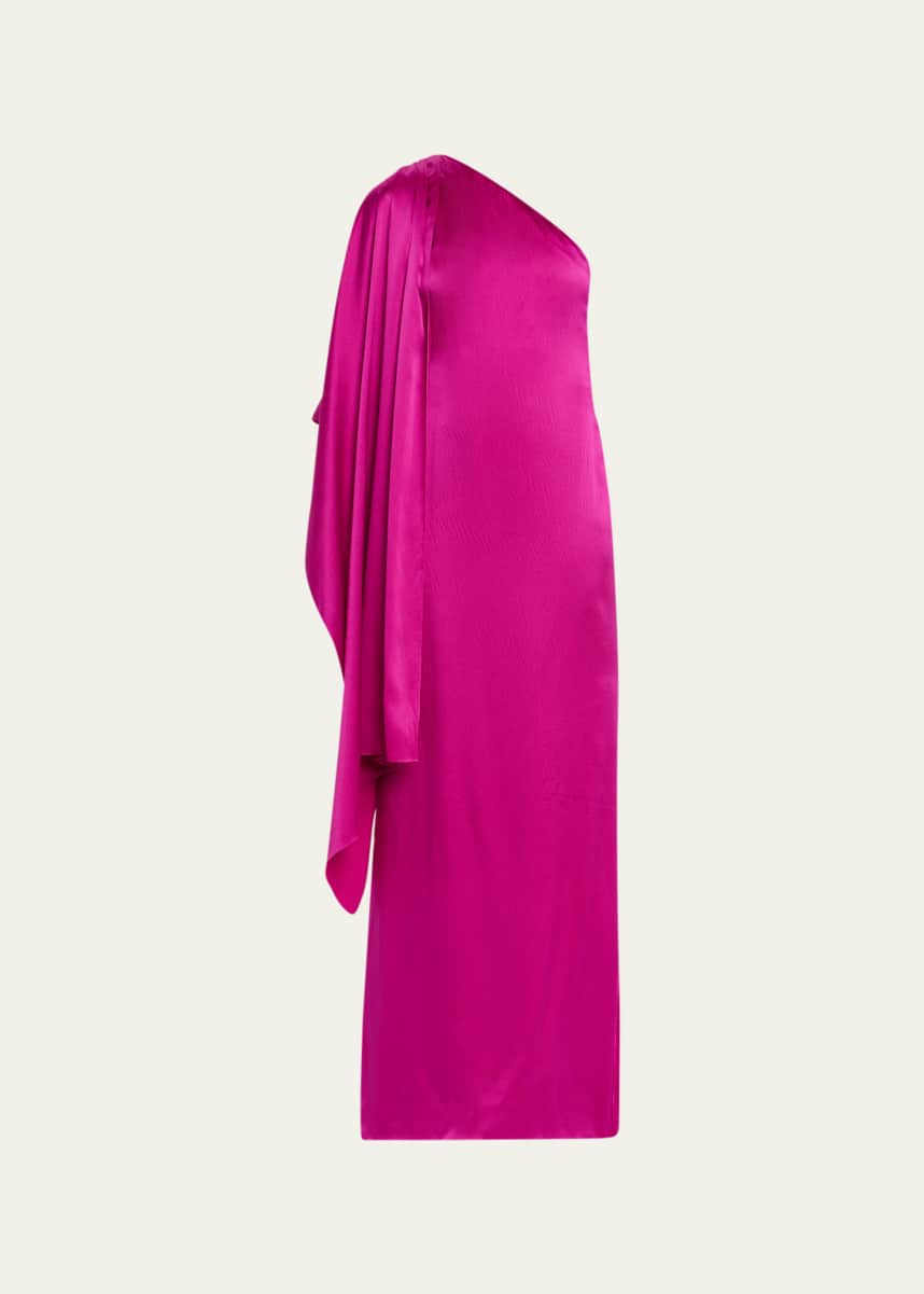 Prabal Gurung One Shldr Draped Flowy Gown
