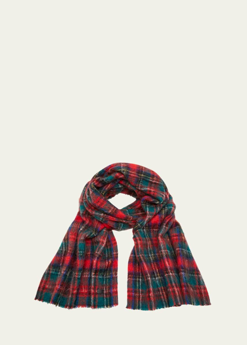 Saint Laurent Lip-Print Large Wool Stole Scarf