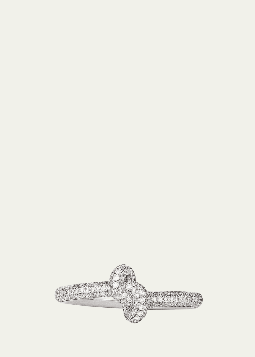ENGELBERT 18K White Gold Absolutely Slim Knot Ring with Diamonds