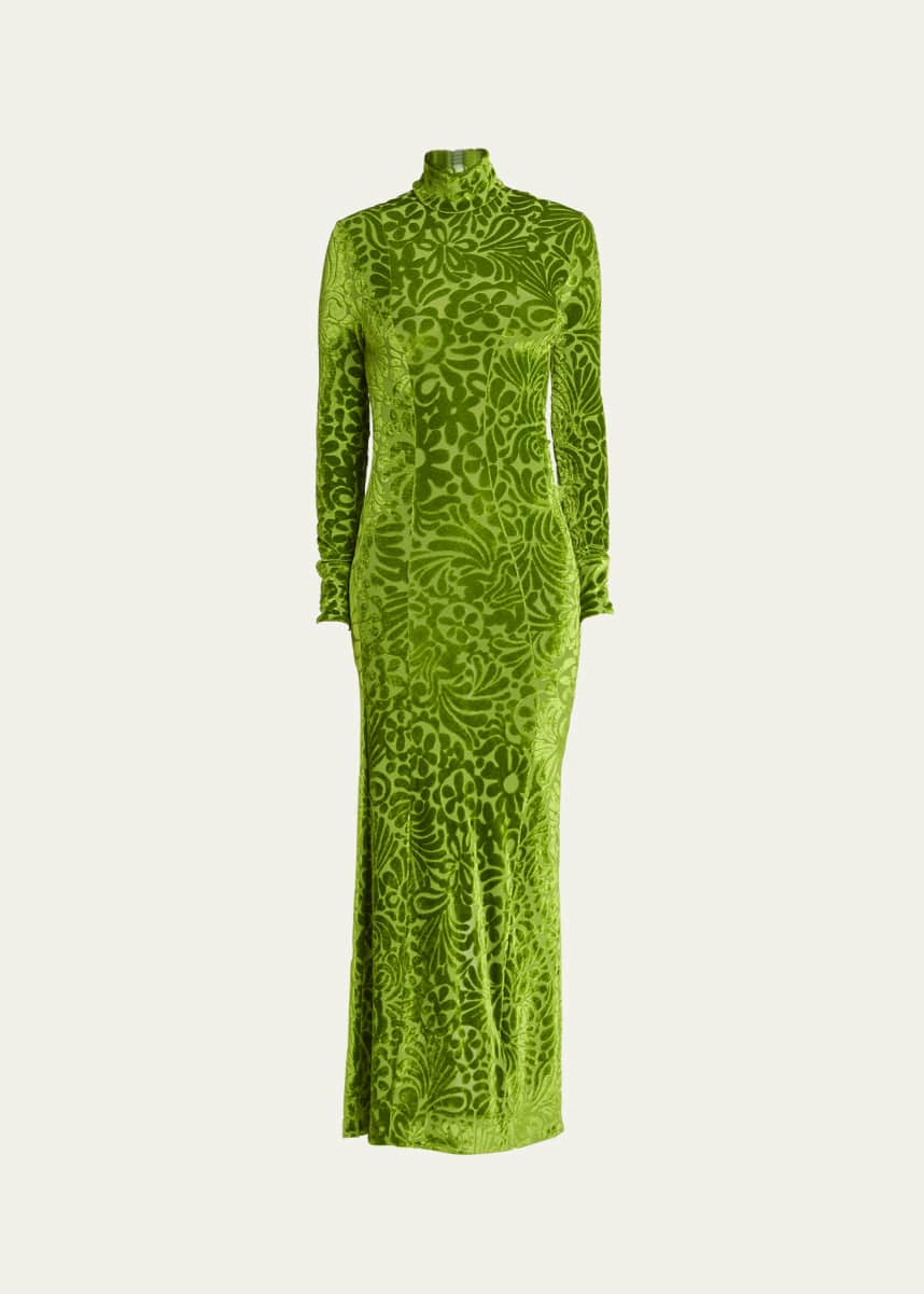Jil Sander Patterned Velvet Maxi Dress