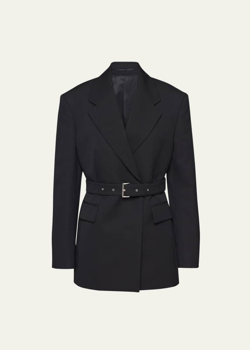 Prada Gabardine Belted Blazer