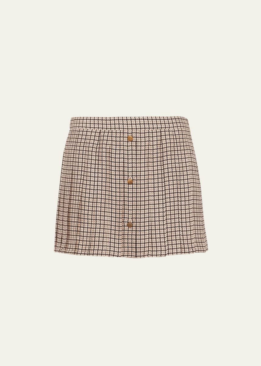 Prada Quadretto Pleated Mini Skirt