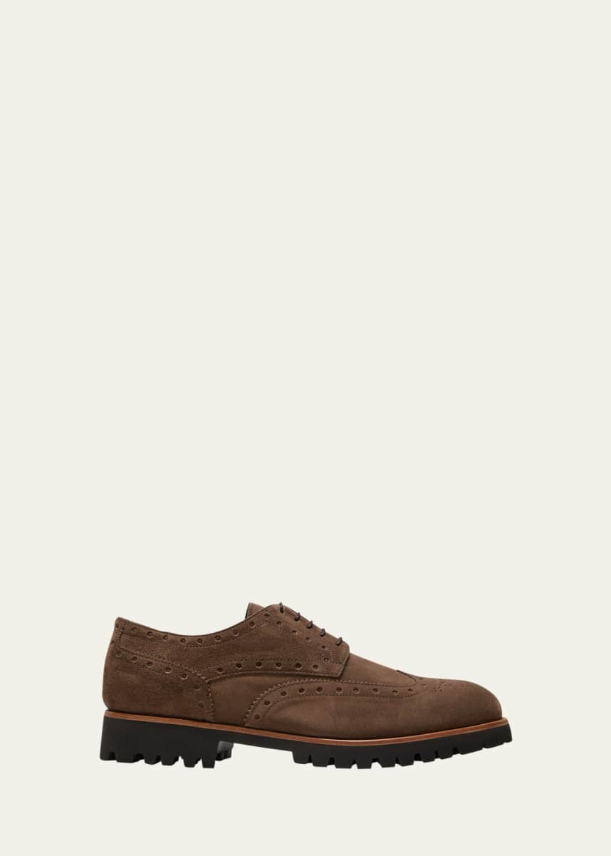 di Bianco Men's Montagnana Brogue Suede Derby Shoes