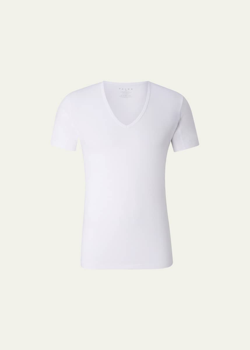 Falke Men's Cotton-Stretch V-Neck T-Shirt