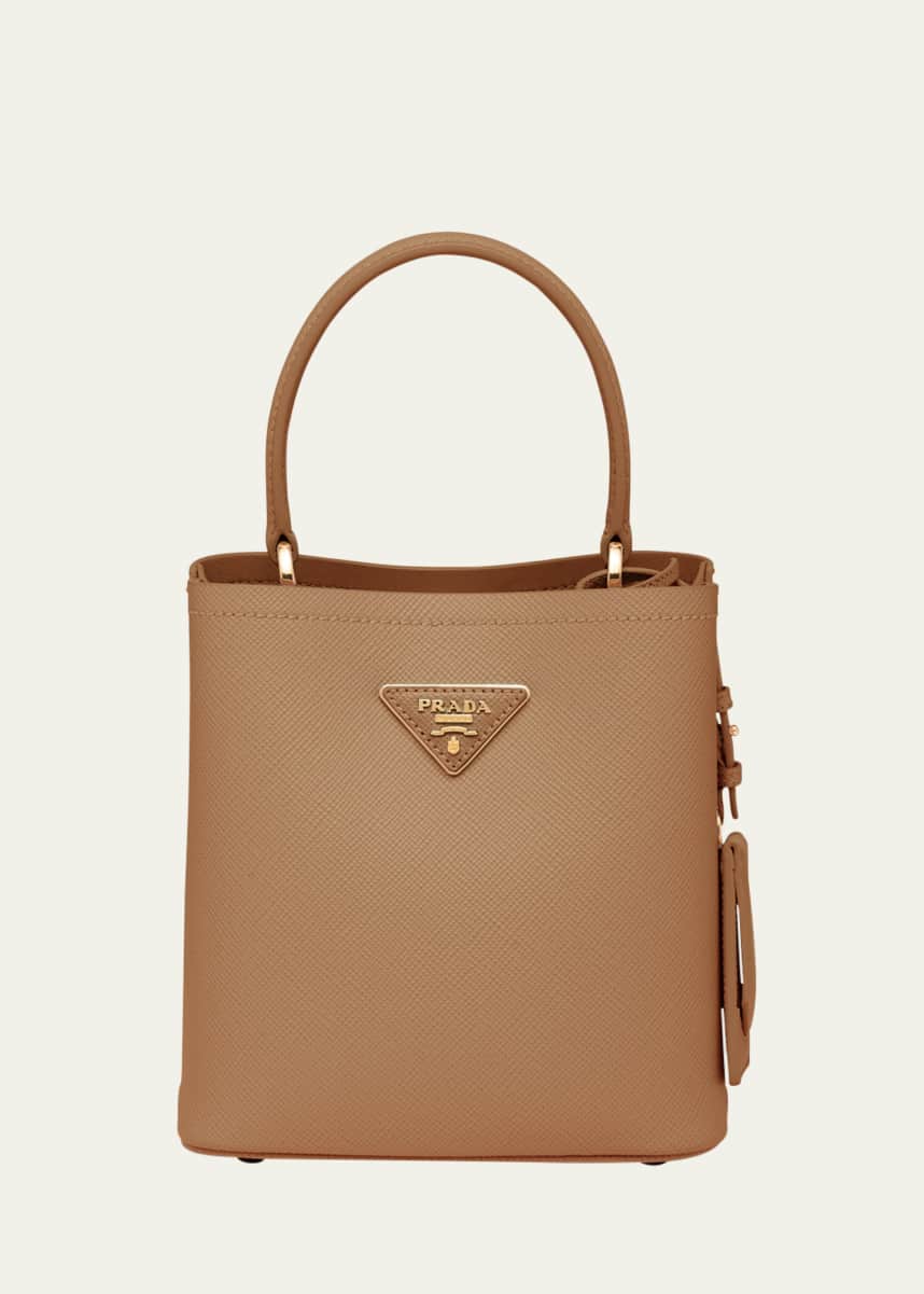 Prada, Bags, Prada Panier Bucket Bag Saffiano Leather Small Neutral