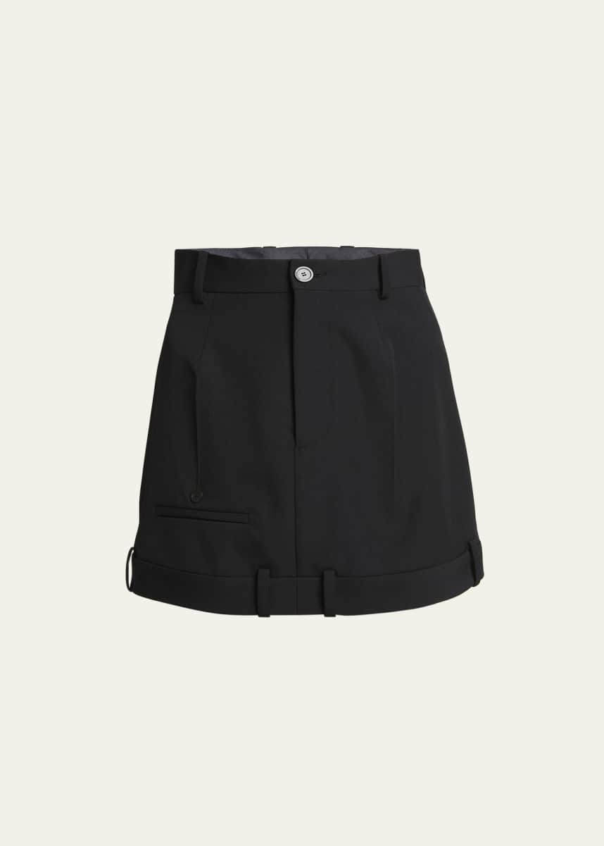 ALAIA Ribbed Wool Fit-Flare Mini Skirt