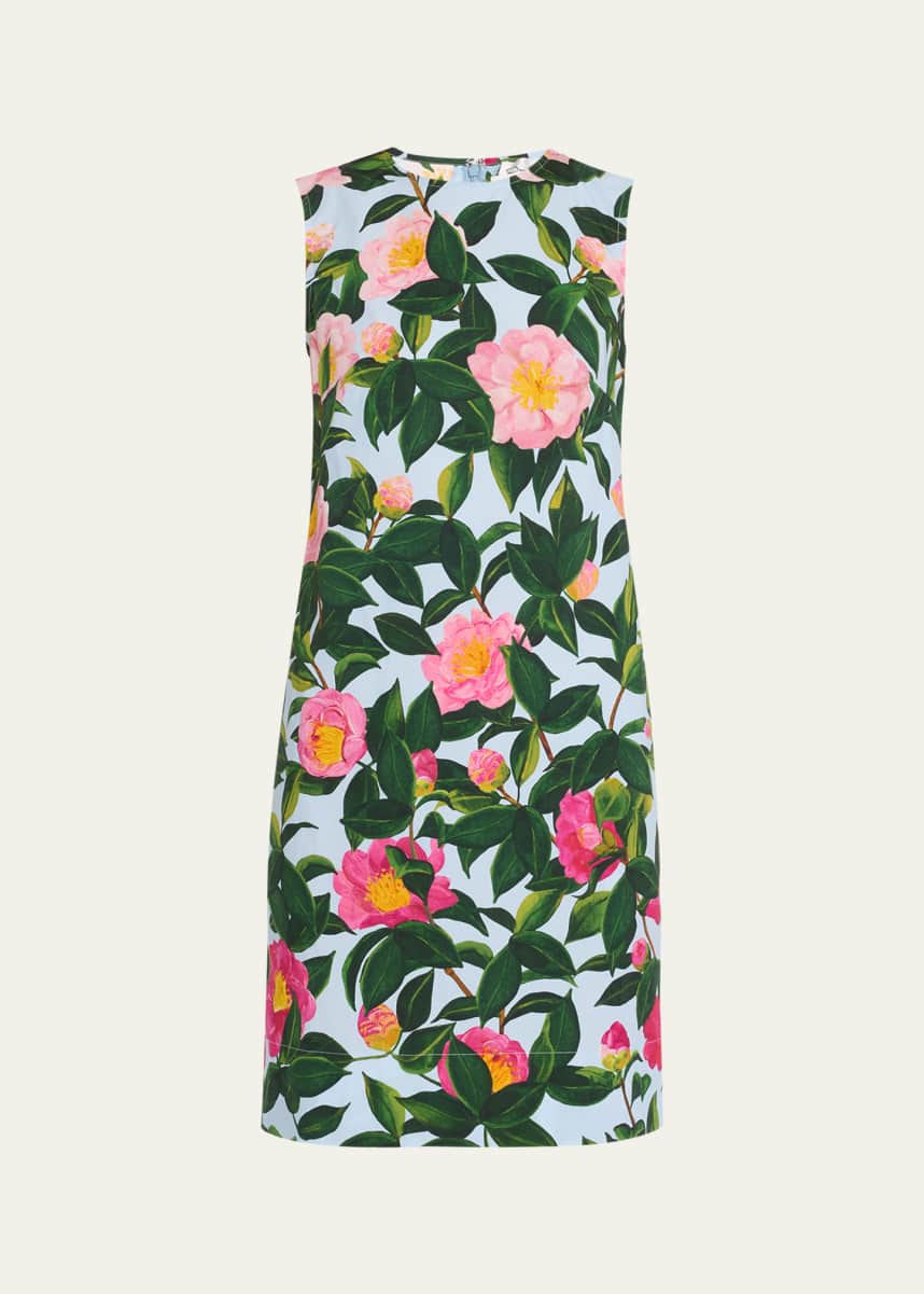 Oscar de la Renta Camellia Print Shift Mini Dress