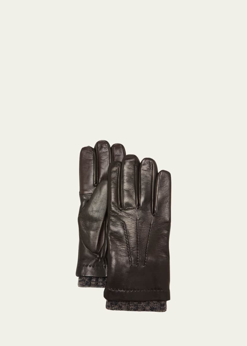 Bergdorf Goodman Men's Cashmere-Lined Napa Leather Gloves