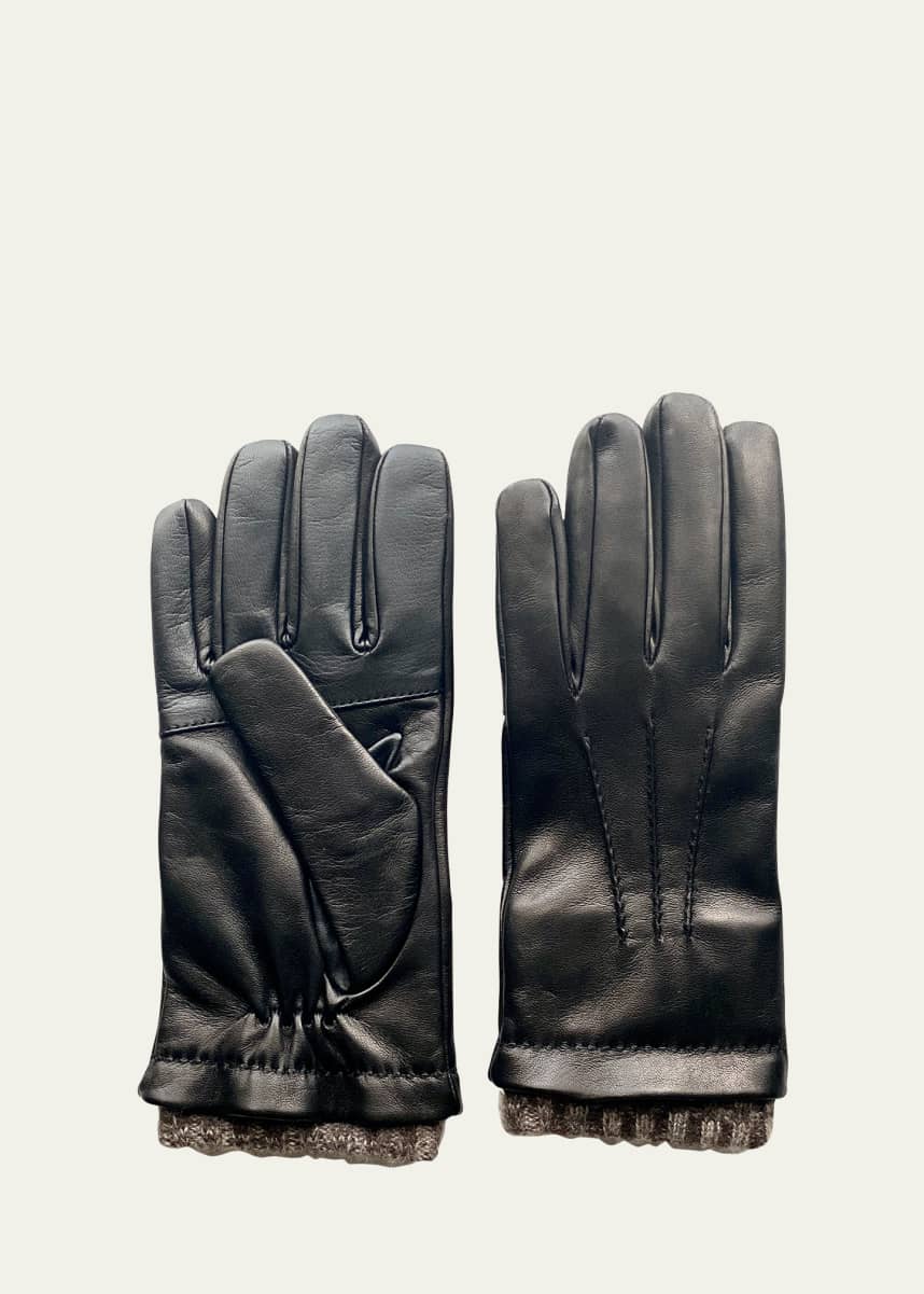 Bergdorf Goodman Men's Cashmere-Lined Napa Leather Gloves