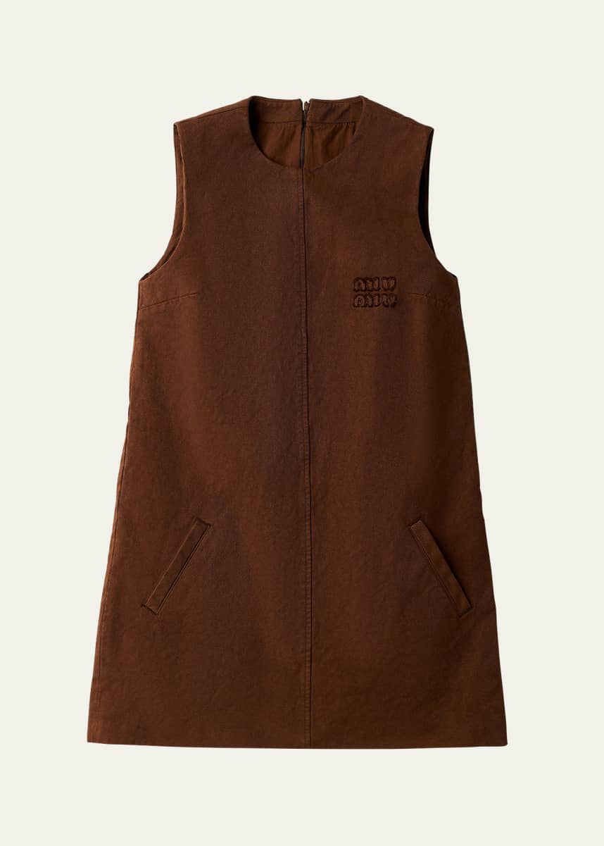 Miu Miu Tonal Logo Gabardine Mini Dress