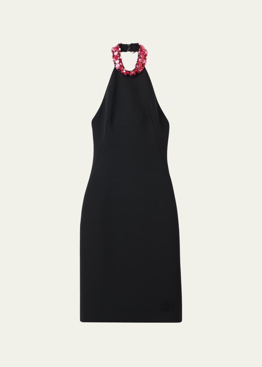 Miu Miu Halterneck Mini Bow Dress in Black