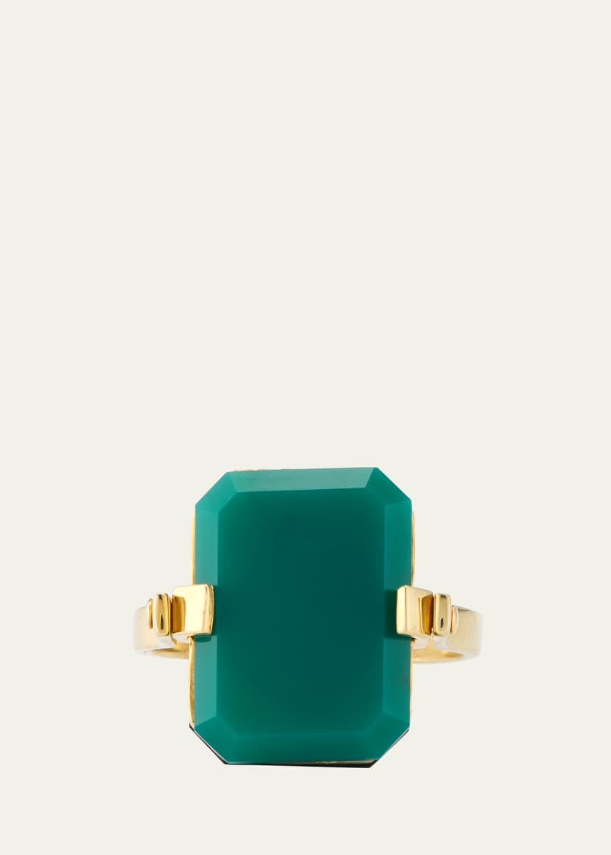 Aliita Deco Sandwich Turning Black and Green Agate Ring
