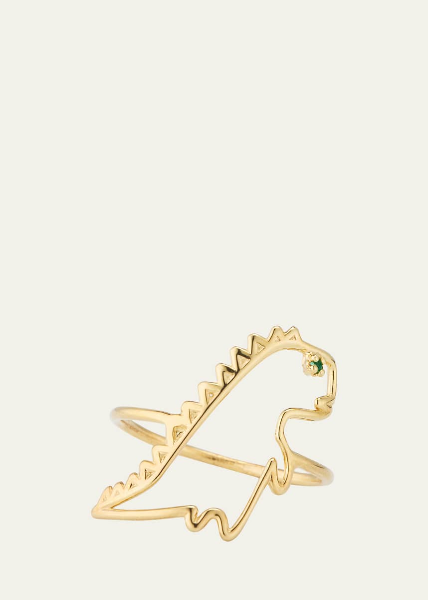 Aliita 9k Yellow Gold Dino Esmeralda Ring