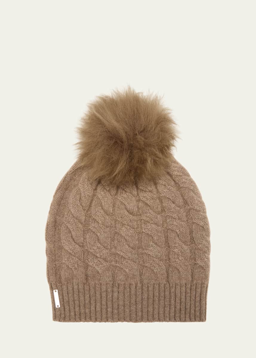 Gorski Cashmere Knit Toscana Lamb Pom Beanie