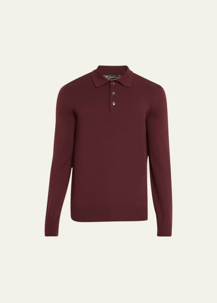 Loro Piana Men's Vicuna Wool Polo Sweater
