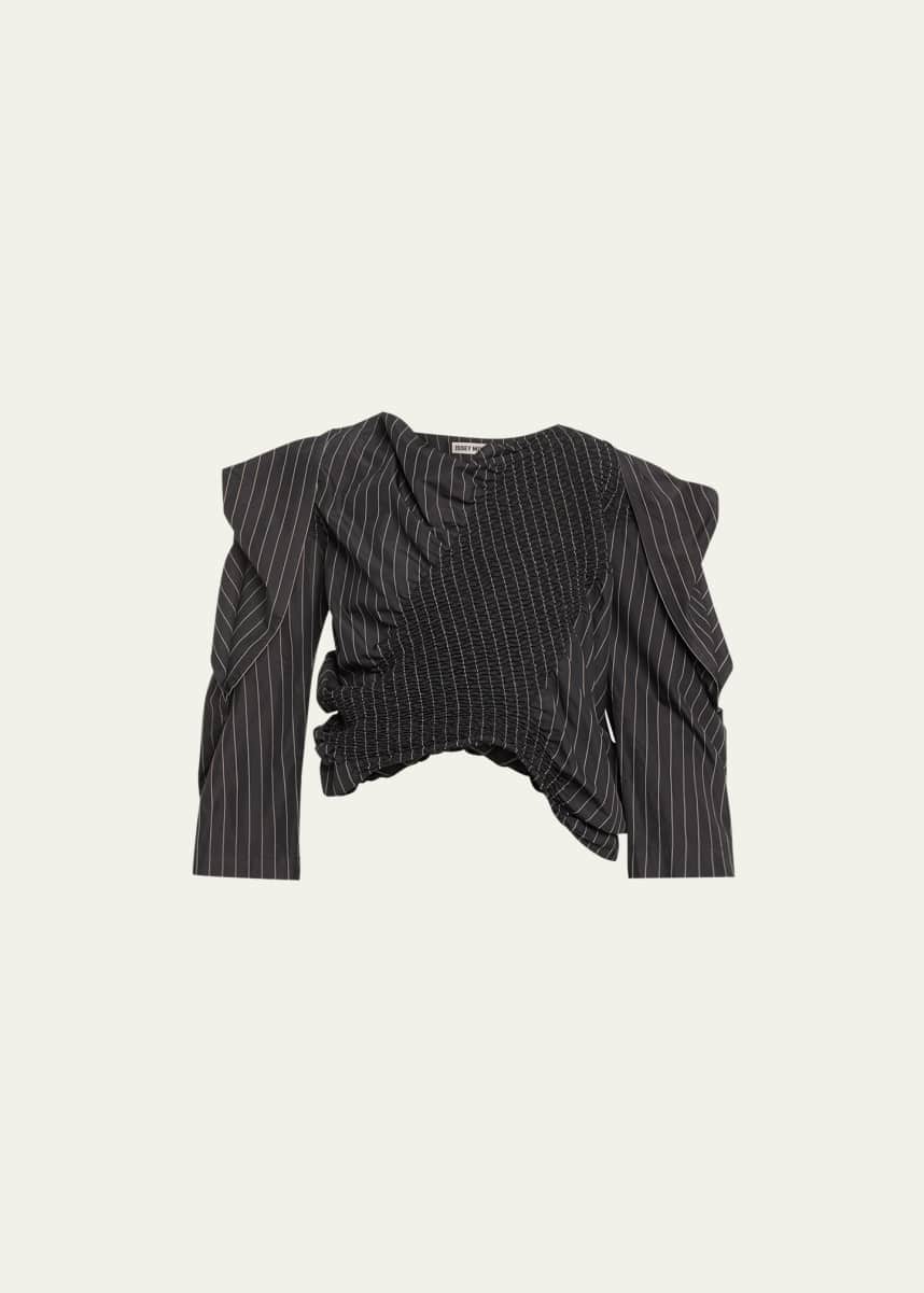 Issey Miyake AW22 Shirred Asymmetrical Long Sleeve Top