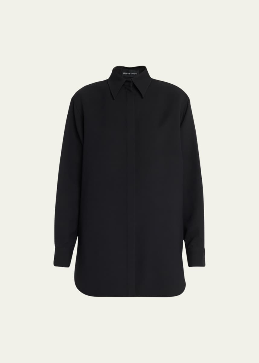 Brandon Maxwell The Phillippa High-Low Wool Shirtdress