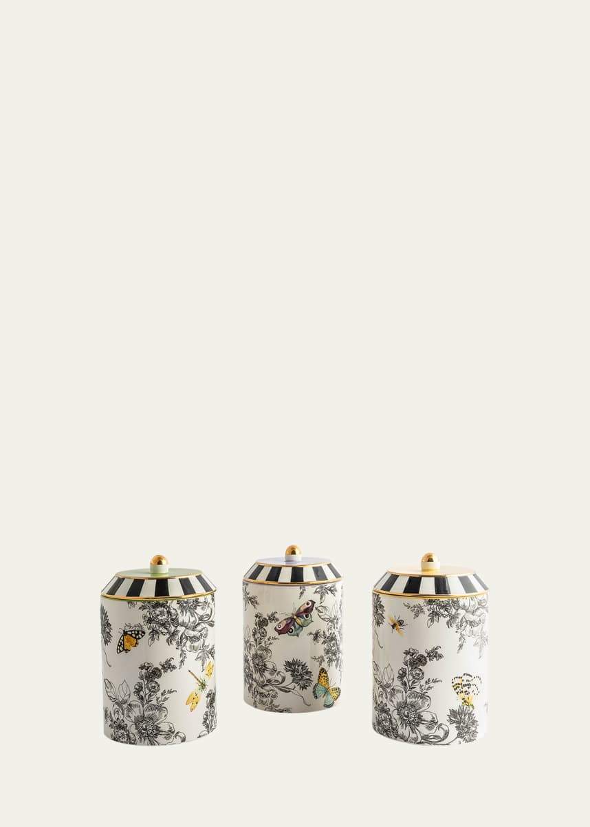 MacKenzie-Childs Butterfly Toile Canisters, Set of 3