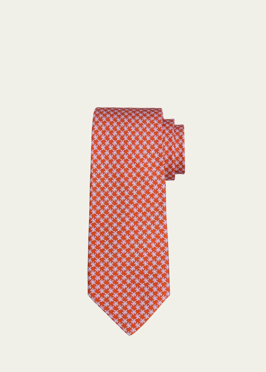Ferragamo Men's Animali Silk Turtle-Print Tie