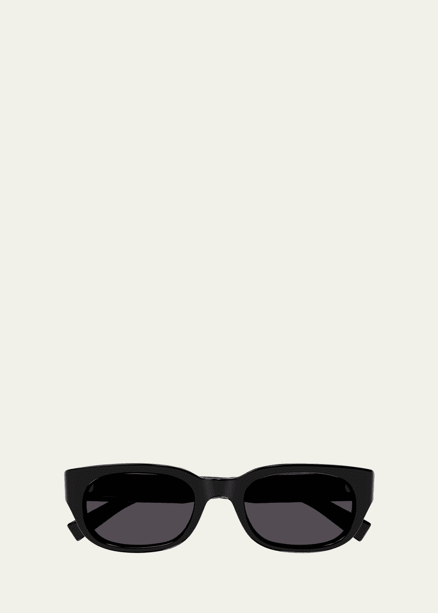 Saint Laurent Logo Acetate Rectangle Sunglasses