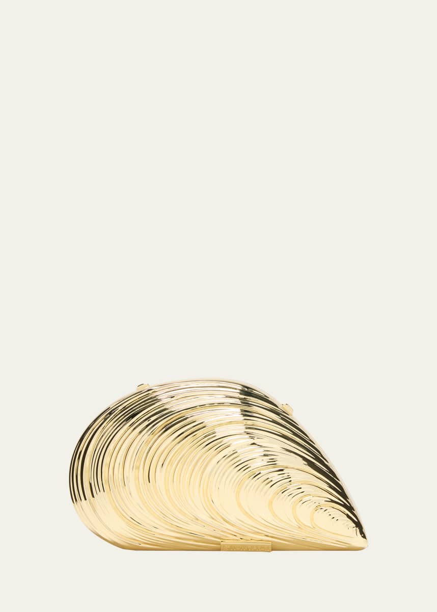 SIMKHAI Bridget Metal Oyster Shell Clutch Bag